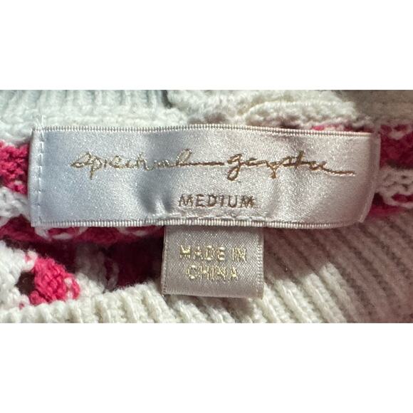 Spiritual Gangster Sz M Pink White Open Knit Stripe Sweater Coastal Preppy Chic - Picture 8 of 8